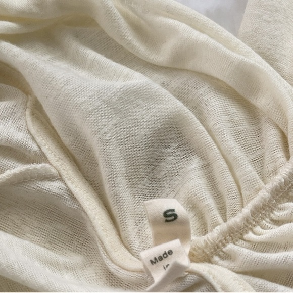 Anthropologie Cream Tiny Open Front Drape Cardigan Sweater - Picture 6 of 7